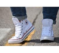 Converse All Star M7650C Alte Bianche Donna Uomo Tessuto Cotone Bianco Sneakers