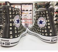 Converse All star personalizzate Charcol con borchie grigie Clean no logo STELLA