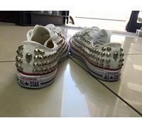Converse bianche basse All Star personalizzate co Borchie Argento Clean Full