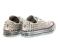 Converse bianche basse All Star personalizzate co Borchie Argento effetto sporco