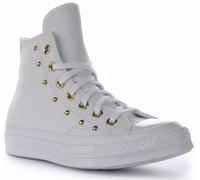 CONVERSE A06808C Chuck 70 Hi Top pelle Borchiata Scarpe Oro Bianco Donna UK 3 -