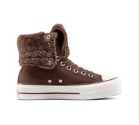 Converse Chuck Taylor All Star Fold-Over Lift Platform Xhi Faux Fur Scarpa High Top, Suede da Donna in Marrone, Taglia One Size Totally Fudged/Totally Fudged