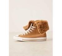 Converse - Chuck Taylor All Star Fold Over - Sneakers in pelliccia sintetica marroni con risvolto-Marrone 40
