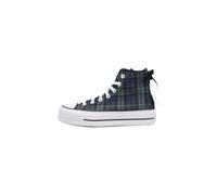 Converse - Chuck Taylor All Star Hi Lift - Sneakers alte blu navy e verdi a quadri scozzesi con plateau 37