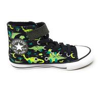 Converse Chuck Taylor all Star Mid Bambino A15899C con Dinosauri,Nero/Bianco/Verde Neon,Strappo e Lacci Elastici (Nero e Verde, Sistema Taglie Calzature EU, Adolescente, Numero, Media, 34)