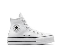 Converse Chuck Taylor All Star Platform Leather Scarpa High Top, Pelle da Donna in Bianco, Taglia 46 Bianco/Nero/Bianco