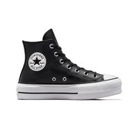 Converse Chuck Taylor All Star Platform Leather Scarpa High Top, Pelle da Donna in Nero, Taglia 37.5 Nero/Nero/Bianco