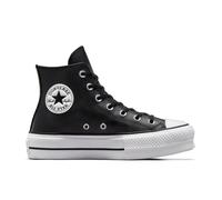Converse Chuck Taylor All Star Platform Leather Scarpa High Top, Pelle da Donna in Nero, Taglia 46.5 Nero/Nero/Bianco