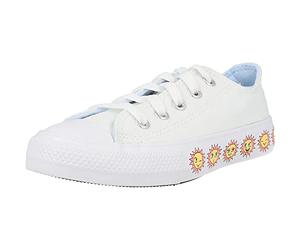 Converse Chuck Taylor all Star Sunny Side Ox Sun Graphic Bianca/Blu (White/Chambray Blue) Tessuto 34 EU