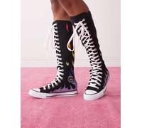 Converse - Chuck Taylor Pride All Star Knee Hi - Sneakers alte al ginocchio nere con fiamme multicolore-Nero 39