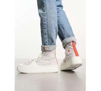 Converse - CTAS Hi Construct - Sneakers alte grigie e rosse-Grigio 3.5