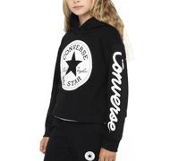 Converse Felpa da Ragazza con Cappuccio Chuck Patch Cropped Nera Nero
