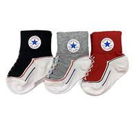 Converse Infant Socks 3 Pack (Grey(MC0172-023)/Black/Red, 6-12 Months)