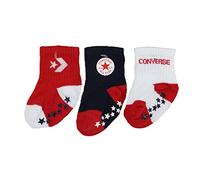 Converse Infant Toddler Gripper Socks 3 Pack (Enamel Red(NC0011-R4U)/White, 12-24 Months)