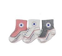 Converse Infant Toddler Socks 3 Pack (Pink(NC0172-AB5)/White/Grey, 12-24 Months)
