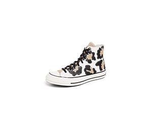 Converse Men's Chuck 70 Archive Leopard High Top Sneakers, Egret/Nomad Khaki/Egret, Tan, Print, 11 Medium US