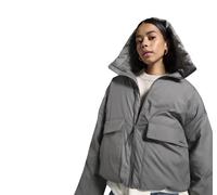 Converse Short Cargo Puffer Jacket Giacca da Donna in Grigio, Taglia One Size Pelle di squalo