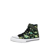 Converse Chuck Taylor all Star Mid Bambino A15899C con Dinosauri,Nero/Bianco/Verde Neon,Strappo e Lacci Elastici (Nero e Verde, Sistema Taglie Calzature EU, Adolescente, Numero, Media, 35)