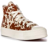 CONVERSE Tutti Stella Sollevamento Plateau Animalier Donna Trainer Marrone Beige