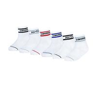 Converse Unisex Kids Chn Basic Wordmark Quarter 6pk Socks 5 Years White