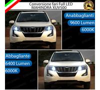 CONVERSIONE FARI FULL LED MAHINDRA XUV500 CANBUS 6000K BIANCO 16000 LUMEN