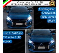 CONVERSIONE FARI FULL LED MITSUBISHI SPACE STAR MK2 RESTYLING 18000 LUMEN 6000K