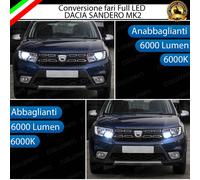CONVERSIONE FARI FULL LED PER DACIA SANERO MK2 II 6000K BIANCO GHIACCIO CANBUS