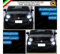 CONVERSIONE FARI FULL LED PER FIAT 500 RESTYLING 6000K BIANCO GHIACCIO CANBUS