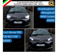 CONVERSIONE FARI FULL LED TOYOTA YARIS MK3 9600 LUMEN 6000K BIANCO CANBUS