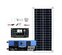 Converter Invertitore Kit Completo Solare Off-grid 8000W Controller 100A Pannello 200W Backup Domestico/campeggio Doppio Inverter 12V/24V A 110V/220V(110V solar kit)