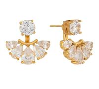 Convertibile Fan Stud Drop Orecchini, 18K oro placcato Zirconia Dangle Orecchini per le donne, acciaio inossidabile ipoallergenico, elegante Wedding & Evening Wear