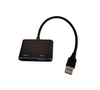 Convertitore 2 In 1 da USB 3.0 A VGA Compatibile con , Adattatore A Doppia Uscita, Cavo Adattatore da USB A VGA HD 1080P