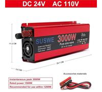 Convertitore a onda sinusoidale pura da 1000 W/2000 W/2000 W/3000 W da 24 V a 110 V-240 V inverter di sicurezza esterno (24 V-3000 W-220 V)