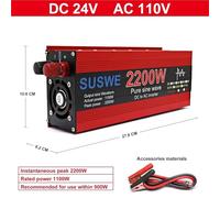 Convertitore a onda sinusoidale pura da 1000 W/2000 W/2000 W/3000 W da 24 V a 110 V-240 V inverter di sicurezza esterno (24 V-2200 W-220 V)