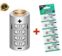 CONVERTITORE ADATTATORE BATTERIA in 4LR44/4SR44. Batterie 6V + 10 LR44