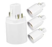 Convertitore Adattatore Lampada G24q a E27 4 Pezzi Bianco | Base a 4 Pin, per Plafoniere e Sospensioni Domestiche, Riuso Rapido degli Impianti Esistenti