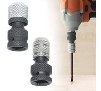 Convertitore adattatore per bussole in cromo-vanadio: attacco quadrato da 0,5 per supporto bit esagonale per driver chiavi elettriche utensili elettrici - Confezione da 2 nero/argento 50 x 22 x 19 mm