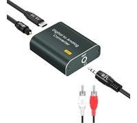 Convertitore Audio Digitale ad Analogico, Digitale Ottico Jack a Audio Analogico 3,5 mm AUX Adattatore, Convertitore DAC 192 kHz con Cavo SPDIF, Cable Audio 3,5 mm e Cavo RCA