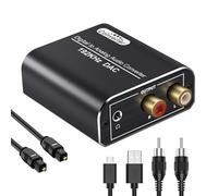Convertitore audio digitale analogico, 192 KHz DAC, adattatore digitale coassiale e ottico Toslink a jack da 3,5 mm e adattatore audio stereo RCA (L/R) con cavo ottico per sistemi home cinema HDTV
