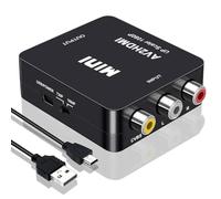 Convertitore AV a HDMI, Adattatore RCA a HDMI con Cavo, 1080P Mini Adattatore Audio Video Composito RCA CVBS, Supporto PAL/NTSC per Lettori DVD TV/PC/PS3/STB/Xbox VHS/VCR/Blue-Ray