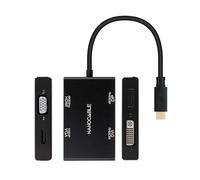 Convertitore - Convertitore da USB-C a HDMI, DVI, DP e VGA, 10 cm, colore nero, ideale per connessioni multiple, compatto e funzionale.