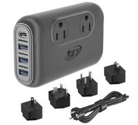 Convertitore da 220 V a 110 V, convertitore di tensione e convertitore di potenza Key Power da 230 Watt, adattatore di alimentazione da viaggio internazionale con porta USB C da 18 W.