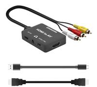 Convertitore da HDMI a RCA con porta audio per cuffie da 3,5 mm, adattatore da HDMI a AV per TV più vecchie, supporta PAL/NTSC, compatibile con vari streaming stick, Fire TV Stick, Chromecast, Roku