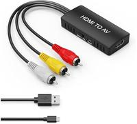 Convertitore da HDMI a RCA, da HDMI a AV 3RCA CVBs, adattatore convertitore video composito audio per vecchia TV compatibile PAL/NTSC per Roku, Android TV Box, DVD, ecc