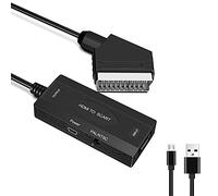 Convertitore da HDMI a SCART con cavo HDMI, adattatore HD 1080P, convertitore audio video con NTSC/PAL (video + audio supportato su Scart)