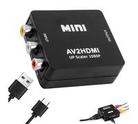 Convertitore da RCA a HDMI, Adattatore AV a HDMI, Convertitore Audio Video Composito RCA CVBS 1080P, con USB Cavo, Supporta PAL/NTSC, per PC/Xbox/PS2/STB/VCR/VHS/DVD/TV/Lettori Blu-rays/Fotocamera