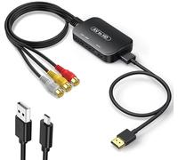Convertitore da RCA a HDMI con cavo HDMI, convertitore da AV a HDMI, ingresso RCA, uscita HDMI, adattatore audio video