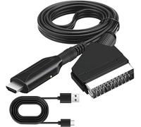 Convertitore da scart a H-DM-I, adattatore da scart a HDMI con cavo di alimentazione USB HD 720p/1080p, Plug and Play, per HDTV, lettore DVD, monitor, proiettore, STB, VHS, Xbox, PS2, PS3, Sky Blu-Ray