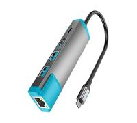 Convertitore da USB C a Dock 4K 60Hz Gigabit Ethernet, Space gray | Convertitore da USB C a Dock 4K 60Hz Porta ricarica Gigabit Ethernet 3 Trasferimento dati Adatto per console 2
