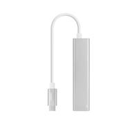 Convertitore da USB-C a Gigabit Ethernet + 3 porte USB 3.0, 15 cm, ideale per collegare più dispositivi e migliorare la connettività.